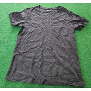 Lands End Relaxed Fit V Neck‎ T Shirt Basic Tee Charcoal Gray Women Size S